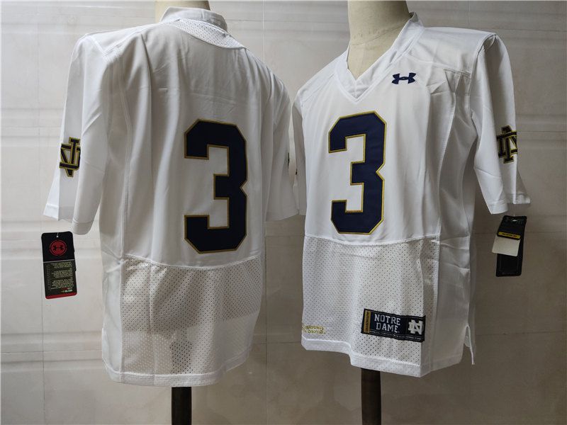 Men Norte Dame Fighting Irish #3 No Name White Elite 2025 NCAA Jersey
